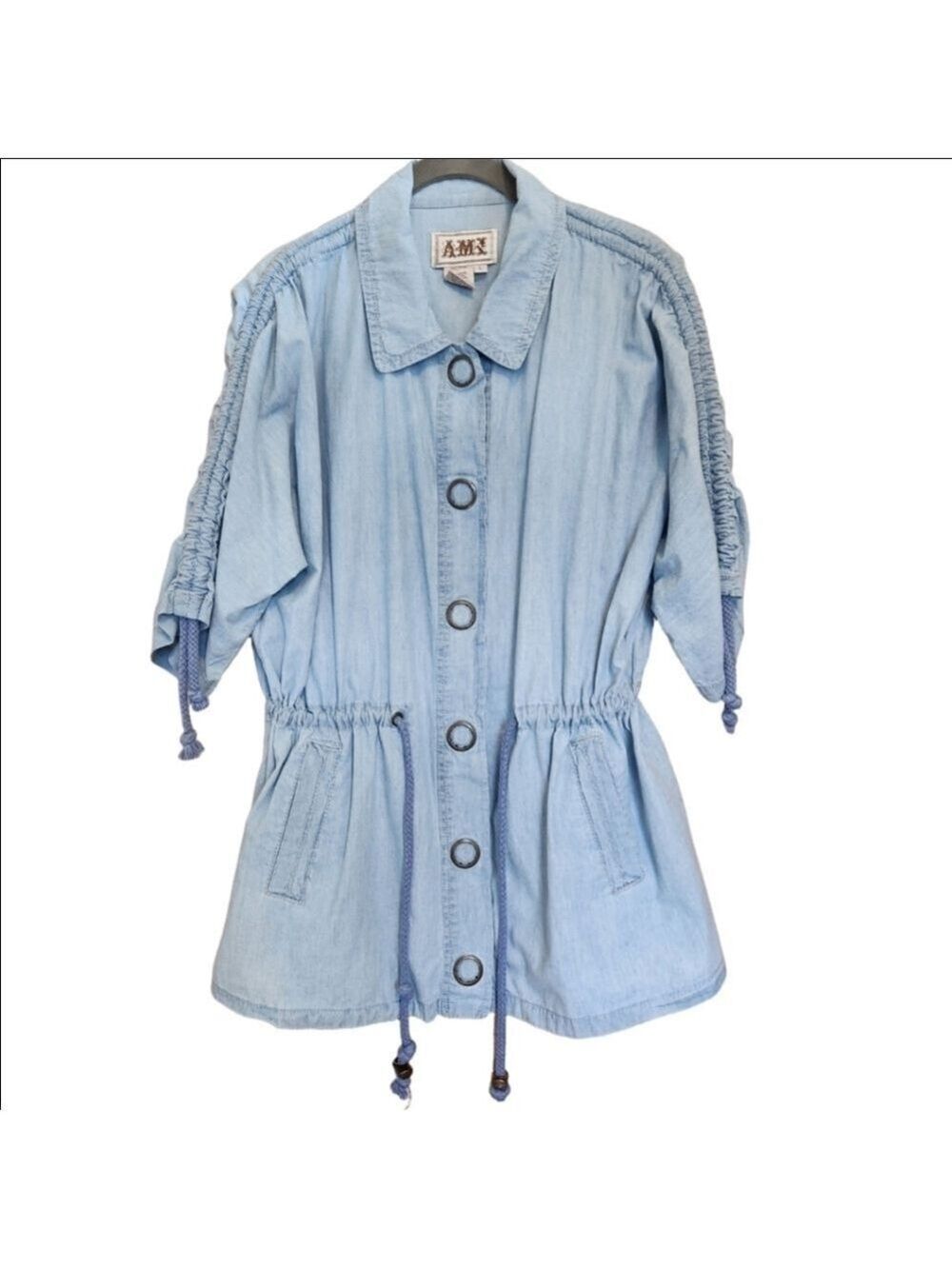 AMX CHAMBRAY LIGHTWEIGHT SHACKET JACKET SHIRT SIZE LARGE EUC